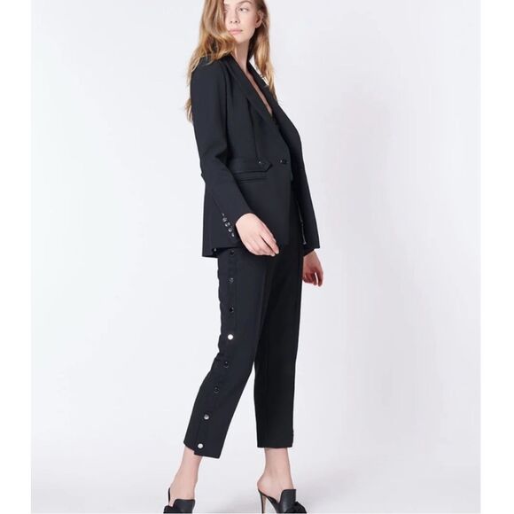 Veronica Beard Black Irving Pant Leg Snap Side Buttons Size 2 - Picture 2 of 7